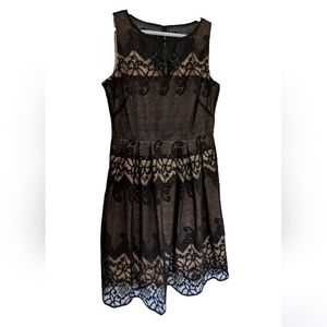 Black lace and nude dress